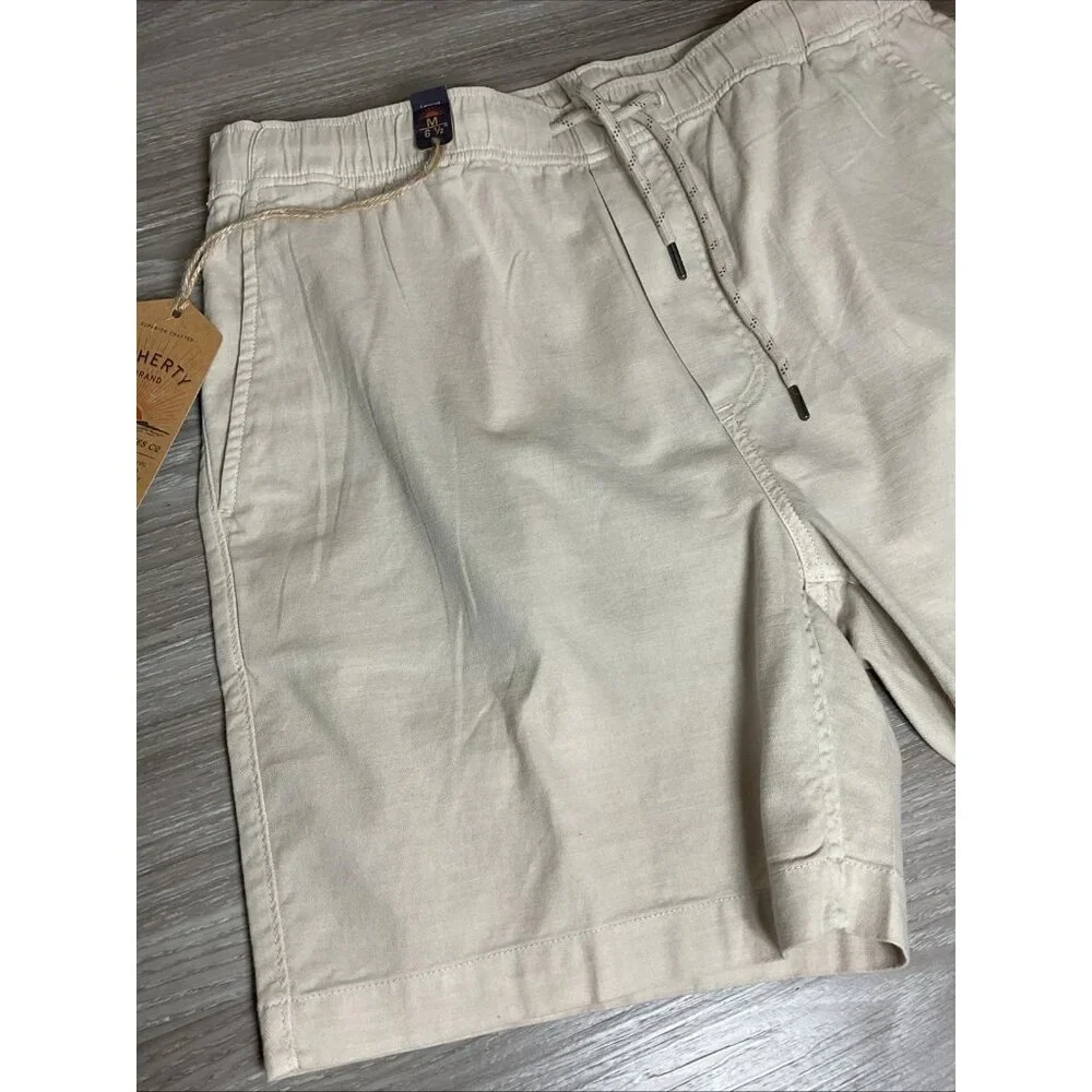 Faherty Men's Essential Drawstring Shorts Stone Tan Size Small Organic Cotton